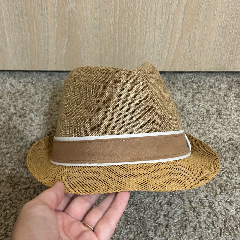 David and Young Straw Blend Fedora Hat Brown Trim Black Interior Padded Size M/L - Picture 5 of 12